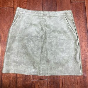 LF Mint Vanilla Leather Olive Mini Skirt